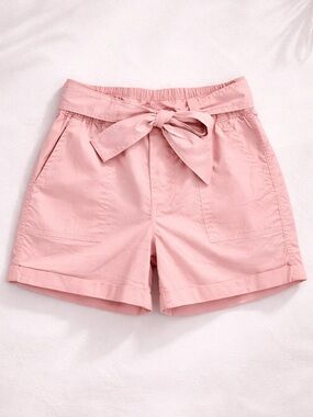 Tractr Girls Pink Tie Belt Elastic Waist Cuffed Shorts Size 8 NWT